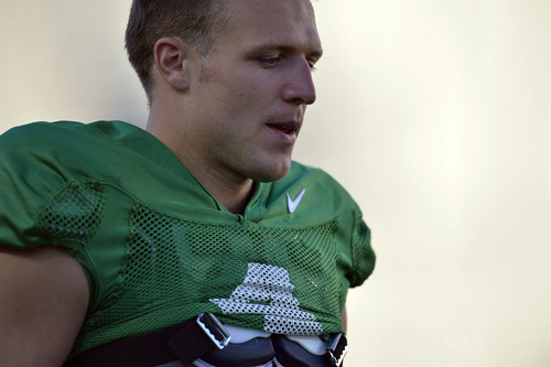 Chris Detrick  |  The Salt Lake Tribune
Brigham Young Cougars quarterback Taysom Hill (4) during a scrimmage at LaVell Edwards Stadium Friday August 15, 2014.