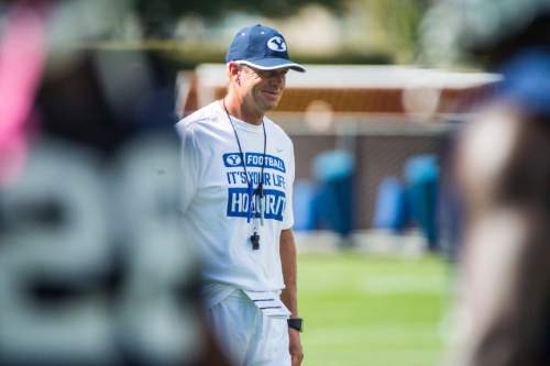 Chris Detrick  |  The Salt Lake Tribune
Brigham Young Cougars head coach Bronco Mendenhall during a practice at Richards Building Fields Friday August 1, 2014.