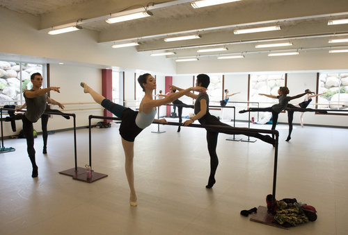 Rick Egan  |  The Salt Lake Tribune

Dancers from Baller West II, rehearse in one of the new studios in the new Barbara Barrington Jones Family Foundation Ballet West Academy at Thanksgiving Point, Friday, August 22, 2014