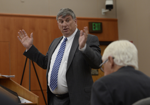 Scott Sommerdorf   |  The Salt Lake Tribune
Talisker attorney Howard Shapiro argues before Judge Ryan Harris' court, Wednesday, August 27, 2014.