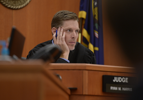 Scott Sommerdorf   |  The Salt Lake Tribune
Judge Ryan Harris listens to proceedings in his court on the PCMR vs Talisker matter, Wednesday, August 27, 2014.