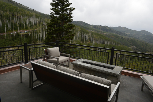 Scott Sommerdorf   |  The Salt Lake Tribune
The view from a balcony at the home at 206 White Pine Canyon Road -- one of the homes shown during the 16th Annual Park City area Showcase of Homes, Saturday, August 30, 2014. The show highlights the work of architects, builders and interior designers of 19 homes and runs daily from 10 a.m. to 6 p.m. on Saturday, Sunday and Monday.