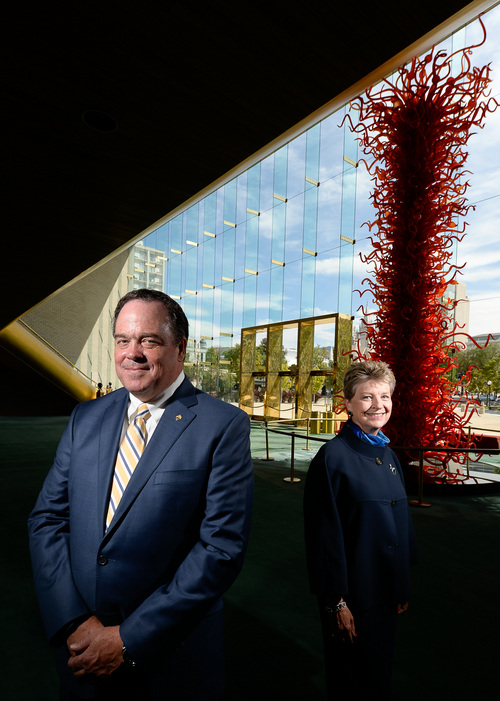 Francisco Kjolseth  |  The Salt Lake Tribune
Pat Richards, right, longtime chairwoman of the Utah Symphony | Utah Opera board, is stepping down effective Sept. 1, as her successor, Dave Petersen gets ready to take over.