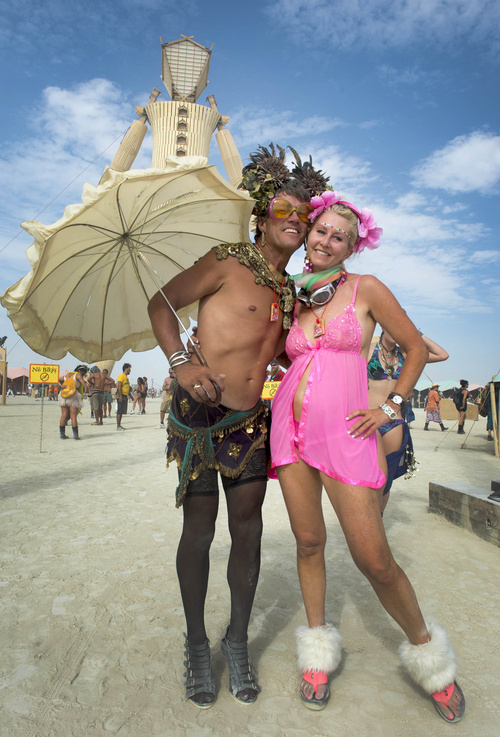 Rick Egan  |  The Salt Lake Tribune

Princess Stephanie (left) and Kiji pose for photos at Burning Man,  Thursday, August 28, 2014