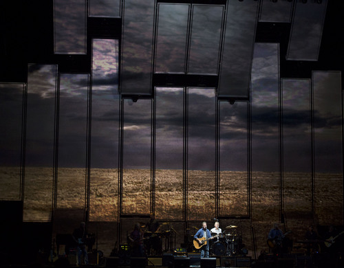 Steve Griffin  |  The Salt Lake Tribune


Don Henley and Glenn Frey sing together during the  History of the Eagles Tour at EnergySolutions Arena in Salt Lake City, Tuesday, September 2, 2014.