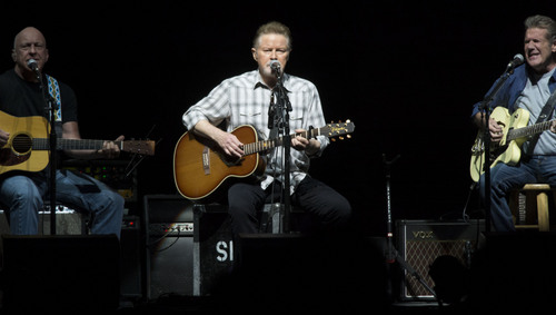 Steve Griffin  |  The Salt Lake Tribune


Bernie Leadon, Don Henley and Glenn Frey play together during the History of the Eagles Tour at EnergySolutions Arena in Salt Lake City, Tuesday, September 2, 2014.