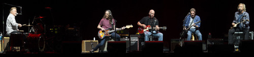 Steve Griffin  |  The Salt Lake Tribune


Don Henley, Timothy B. Schmit, Bernie Leadon, Glenn Frey and Joe Walsh play together during the History of the Eagles Tour at EnergySolutions Arena in Salt Lake City, Tuesday, September 2, 2014.