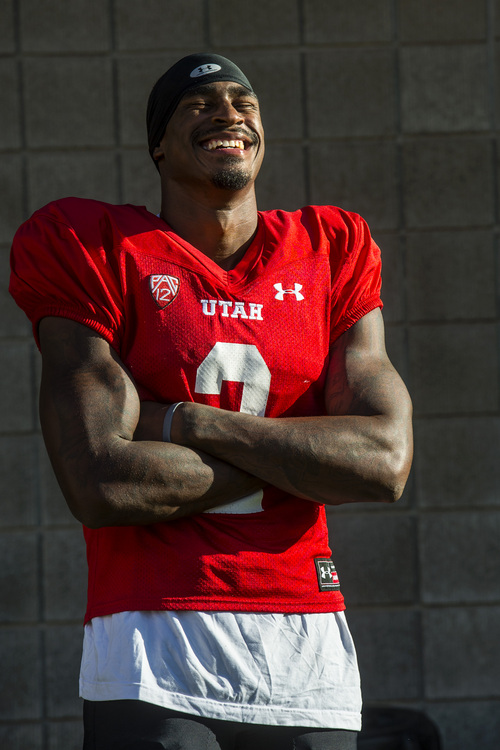 Chris Detrick  |  The Salt Lake Tribune
Utah Utes wide receiver Kenneth Scott (2) poses for a portrait after a practice at Rice-Eccles Stadium Tuesday September 2, 2014.