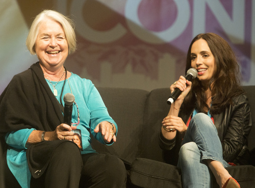 Rick Egan  |  The Salt Lake Tribune

Eliza Dushku (right) answers questions along with her mother Judy, during Comic Con, at the Salt Palace, Friday, September 5, 2014.