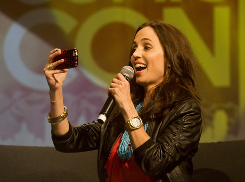 Rick Egan  |  The Salt Lake Tribune

Eliza Dushku takes a video of the crowd to send to her grandmother in St. George, during Salt Lake Comic Con, at the Salt Palace, Friday, Sept. 5, 2014.