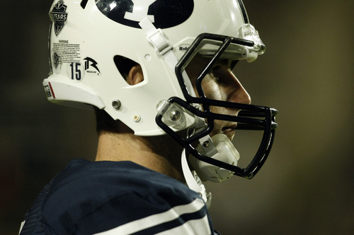 Photo by Chris Detrick  |  The Salt Lake Tribune 
Brigham Young's Max Hall #15 during the second half of the game against Florida State at LaVell Edwards Saturday September 19, 2009. BYU lost the game 54-28.