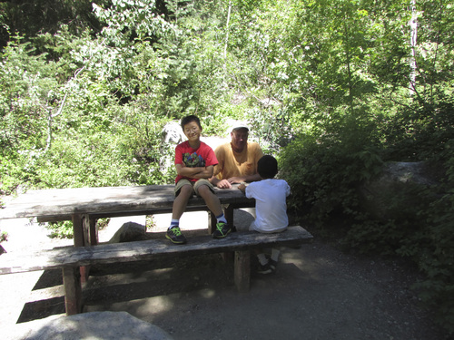 Tom Wharton  | The Salt Lake Tribune 

Jon Chu of Salt Lake City enjoys coming up to Tanner Flats campground in Little Cottonwood Canyon with his sons Thomas and Cole during the hot days of summer.