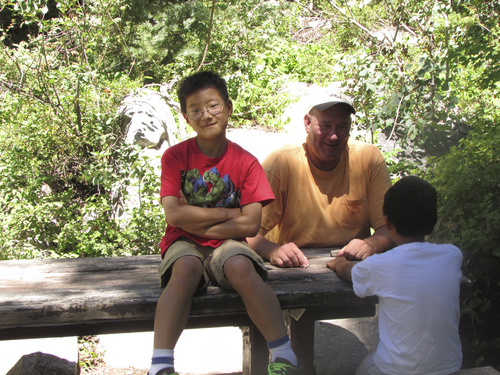 Tom Wharton  | The Salt Lake Tribune 

Jon Chu of Salt Lake City enjoys coming up to Tanner Flats campground in Little Cottonwood Canyon with his sons Thomas and Cole during the hot days of summer.