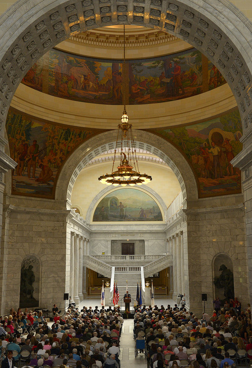 Leah Hogsten  |  The Salt Lake Tribune
 One hundred eighty one Korean War veterans were presented with a medal from the government of The Republic of Korea and recognized for their service, Wednesday, September 10, 2014 in the Utah Capitol rotunda.