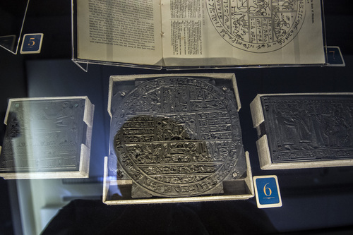 Chris Detrick  |  The Salt Lake Tribune
The Book of Abraham facsimile printing plates from 1842 on display at the LDS Church History Library Wednesday September 3, 2014. The new exhibit entitled "Foundations of Faith" includes 26 books, manuscripts and other historical documents that date back to the 19th Century and the beginnings of Mormonism.