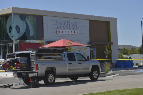 Chris Detrick  |  The Salt Lake Tribune
A male ó who reportedly was seen wielding a samurai sword ó was shot and killed by police in Saratoga Springs on Wednesday morning, outside of a Panda Express.