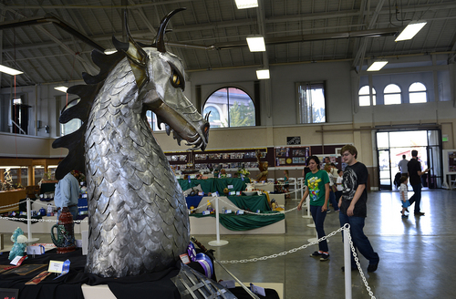Scott Sommerdorf   |  The Salt Lake Tribune
Visitors look are confronted by the Best of Show winner by Emmi J. Gertson during the final day of the Utah State Fair, Sunday, September 14, 2014.