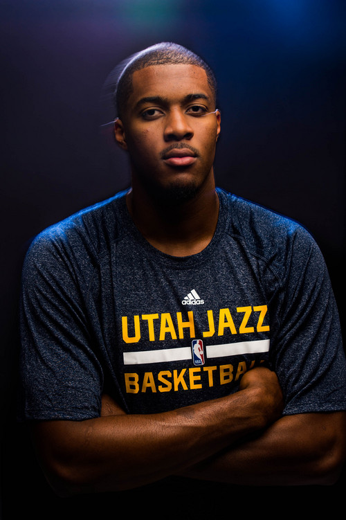Trent Nelson  |  The Salt Lake Tribune
Utah Jazz big man Derrick Favors, in Salt Lake City Friday August 29, 2014.