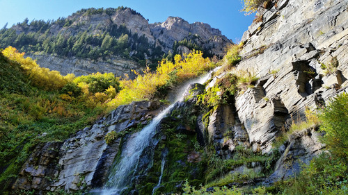 Lennie Mahler  |  The Salt Lake Tribune
Fall colors on display at a waterfall on the Aspen Grove trail to Mount Timpanogos in Provo, Utah, Tuesday morning, Sept. 17, 2014.