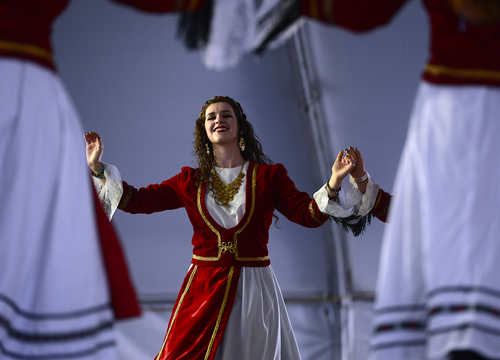 Scott Sommerdorf   |  The Salt Lake Tribune
The Parthenon Dancers perform at the Greek Festival, Saturday, September 6, 2014.