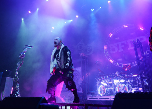 Steve Griffin  |  The Salt Lake Tribune


 Vocalist Ivan Moody performs during the Five Finger Death Punch concert at the Maverik Center in West Valley City on Tuesday, Sept. 16, 2014. Nothing More, Hellyeah and Volbeat were openers.
