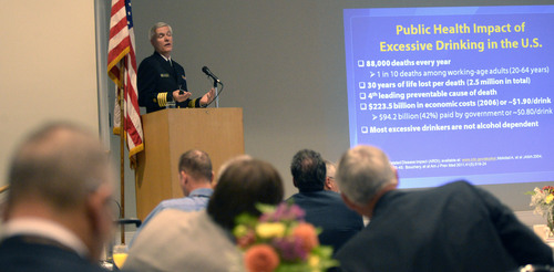 Al Hartmann  |  The Salt Lake Tribune
Bob Brewer, with the Centers for Disease Control and Prevention, speaks to members of the Utah Legislature and other policy makers attending the Utah Alcohol Policy Summit Thursday Sept. 18, 2014.