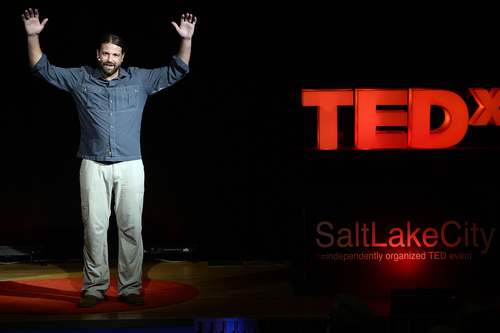 Scott Sommerdorf   |  The Salt Lake Tribune
Joel Hunt speaks at The Leonardo during the Salt Lake City TEDx event on Saturday.