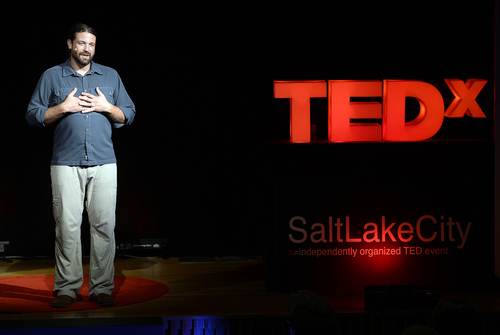 Scott Sommerdorf   |  The Salt Lake Tribune
Joel Hunt speaks at The Leonardo during the Salt Lake City TEDx event, Saturday, September 20, 2014.