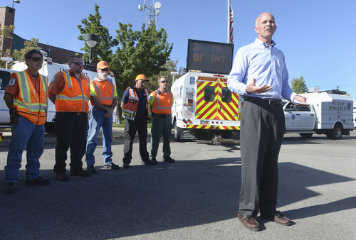 Al Hartmann  |  The Salt Lake Tribune
UDOT Executive Director Carlos Braceras marks the 20th anniversary of the Incident Management Team Monday September 22, 2014, in West Valley City.