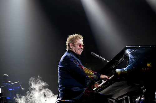 Cayce Clifford  |  Special to The Salt Lake Tribune
Elton John preforms at the Maverik Center in West Valley City, Utah on Friday.