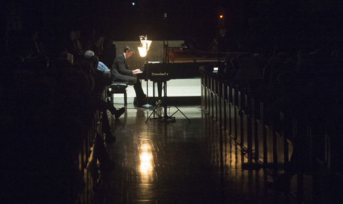 Rick Egan  |  The Salt Lake Tribune

Jared Pierce plays "Dança do Indio Branco" on the piano, during the Utah Chamber Artists' annual Collage Concert in the Cathedral of the Madeleine, Monday, September 22, 2014