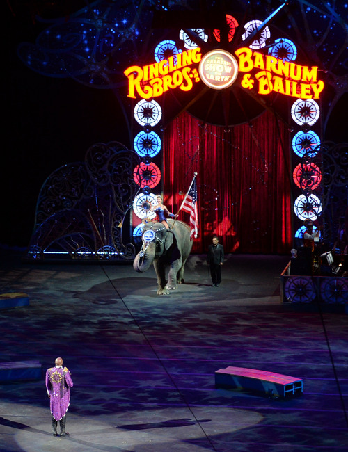 Steve Griffin  |  The Salt Lake Tribune


The crowd stands during the singing go the National Anthem during opening night of the Ringling Bros. Barnum & Bailey Circus at EnergySolutions Arena in Salt Lake City, Wednesday, September 24, 2014.