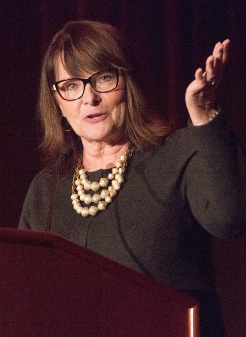 Rick Egan  |  The Salt Lake Tribune

Martha Bradley speaks to the audience after receiving the Outstanding  Achievement Award for Education, during the 26th Annual YWCA LeaderLuncheon event at the Grande America, Friday, September 26, 2014.