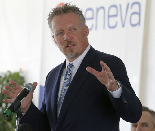 Al Hartmann  |  The Salt Lake Tribune
Greg Miller, CEO of Larry H. Miller Group of Companies, announced that it would build a multiplex theater in @Geneva, a large master-planned community on the site of the old Geneva steel mill in Utah County.