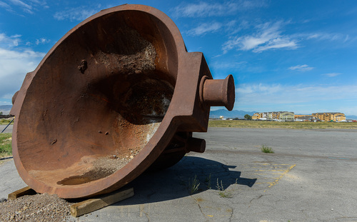 Francisco Kjolseth  |  The Salt Lake Tribune
A gigantic foundry ladle from the old Geneva Steel Mill stands as a reminder of the site's historic legacy, as construction crews push forward with a redevelopment of the site, dubbed the  @geneva project, a 1,700 acre master-planned development that will transform Vineyard, Utah, in less than a decade.