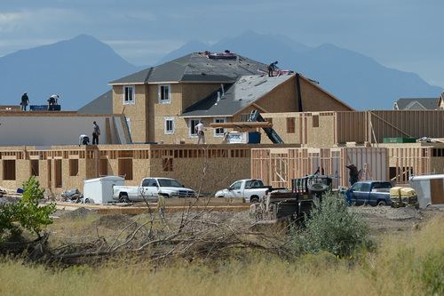 Francisco Kjolseth  |  The Salt Lake Tribune
Work began this summer on two apartment complexes in the @geneva development in Vineyard, Utah -- Vineyard Crossing and Concord@Geneva -- and a cluster of town homes called Edgewater with about 1,065 dwellings between them.