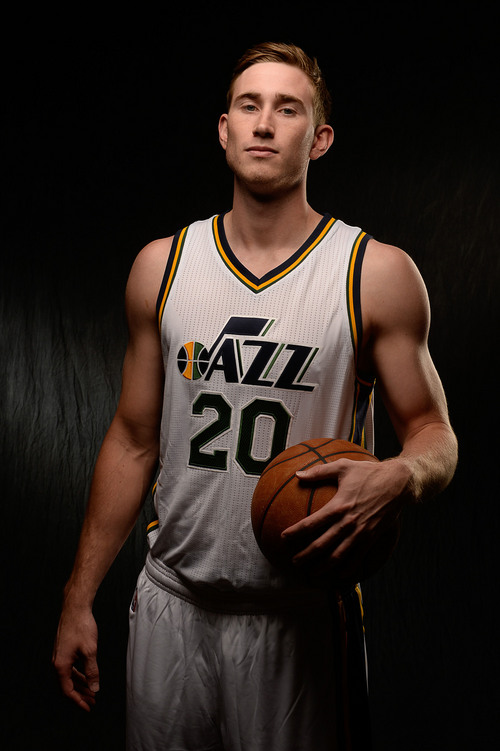 Francisco Kjolseth  |  The Salt Lake Tribune
Gordon Hayward stands in for Jazz Media Day at the team's practice facilities on Monday, Sept. 29, 2014.