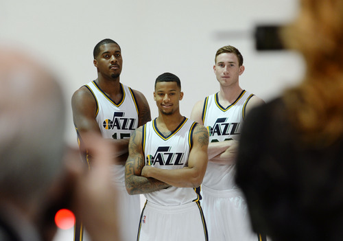 Steve Griffin  |  The Salt Lake Tribune


Derrick Favors, Trey Burke and Gordon Hayward are photographed during Jazz Media Day at the Zions Bank Basketball Center in Salt Lake City, Monday, September 29, 2014.