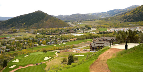 Leah Hogsten  |  The Salt Lake Tribune
Canyons Resort in Park City kicked off the celebratory opening day of the 97-acre Canyons Golf Course, Wednesday, October 1, 2014. The 18-hole, par-70 course features over 550 feet of elevation change and views of the Wasatch and Uinta mountains. The course encompasses 6,246 total yards and six holes interact with skiable terrain.