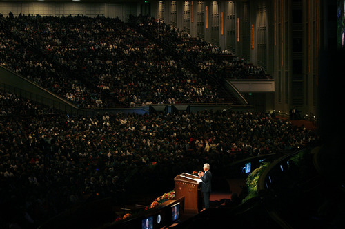 Scott Sommerdorf   |  The Salt Lake Tribune
President Dieter F. Uchtdorf speaks during the 183rd LDS General Conference, Saturday, October 5, 2013.