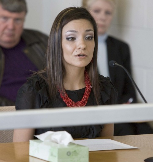 The daughter of Victor Aguilar,  Elizabeth Aguilar testifies  at the parole hearing of Thomas Noffsinger   on  Tuesday, March 2,2010  photo:Paul Fraughton/ The Salt Lake Tribune