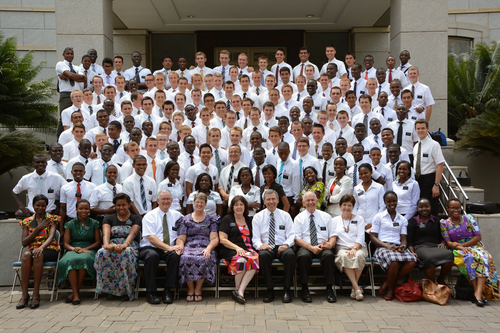 (Courtesy photo)

All of the missionaries in the Accra Ghana West Mission in January 2014, Raelene Hill is on the front row.