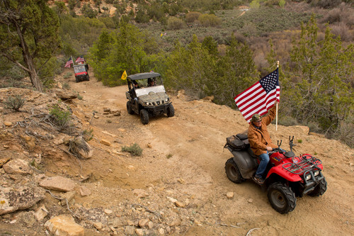 Trent Nelson  |  The Salt Lake Tribune
ATVs make their way through Recapture Canyon, which has been closed to motorized use since 2007, after a call-to-action by San Juan County Commissioner Phil Lyman on Saturday, May 10, 2014, north of Blanding.