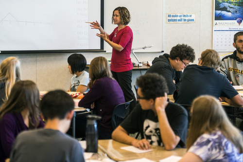 Chris Detrick  |  The Salt Lake Tribune
Afton Brown teaches AP calculus at Hillcrest High School Wednesday October 8, 2014.