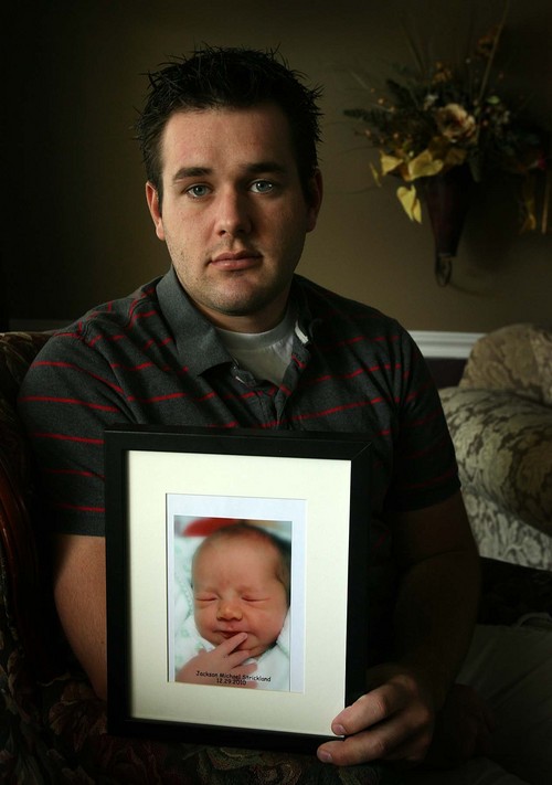 Leah Hogsten  |  The Salt Lake Tribune
Jake Strickland of South Jordan is fighting a legal battle to gain custody of his son, born Dec. 29, 2010.