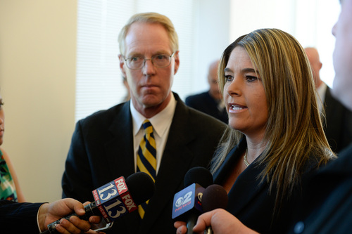 Francisco Kjolseth  |  The Salt Lake Tribune
Defense attorney's Paul Casell and Lindsay Jarvis speak with the media following the ruling that their client, former West Valley City police officer Shaun Cowley will not have to stand trial in connection with the Nov. 2, 2012 fatal shooting of 21-year-old Danielle Willard.