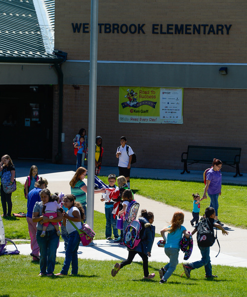 Francisco Kjolseth  |  The Salt Lake Tribune
Westbrook Elementary in Taylorsville lets out for the day on September 12, 2014.