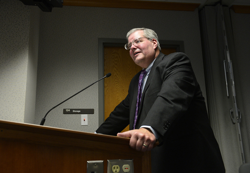 Scott Sommerdorf  |  The Salt Lake Tribune
Brad Smith speaks to the state school board near the end of their meeting, Friday, October 10, 2014. A divided State School Board picked Ogden School District Superintendent Brad Smith on Friday as Utah's next state superintendent of public instruction.