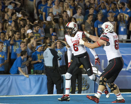 Rick Egan  |  The Salt Lake Tribune

UCLA fans seemed stunned as the Utes game a two touchdown lead over UCLA with Utes wide receiver Dres Anderson's (6) touchdown, at the Rose Bowl in Pasadena, Saturday, October 4, 2014