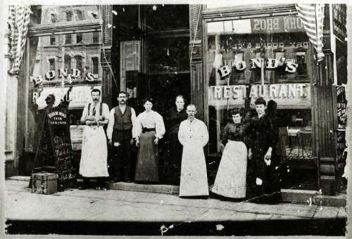 Tribune file photo

Bond's Restaurant, 117 S Main, Salt Lake City circa 1900.